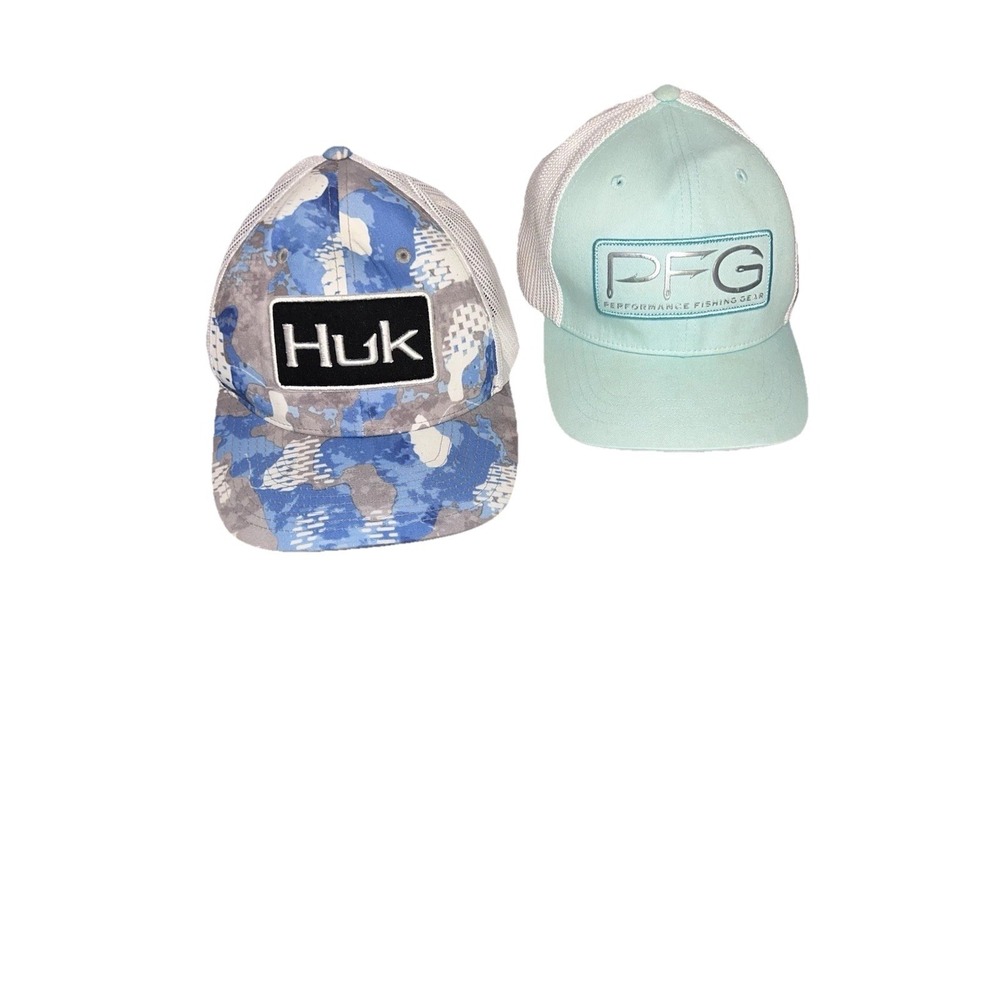 PFG Columbia And Blue Camo Huk Performing Fishing Hats Adjustable Sports